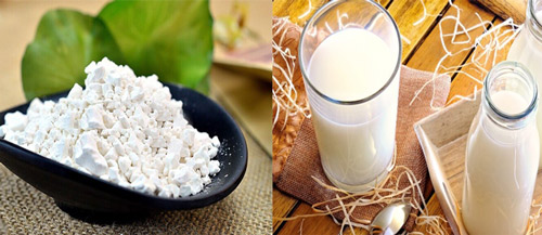 Kết hợp bột sắn với sữa nguyên chất tạo thành hỗn hợp dưỡng da chống lão hóa hiệu quả