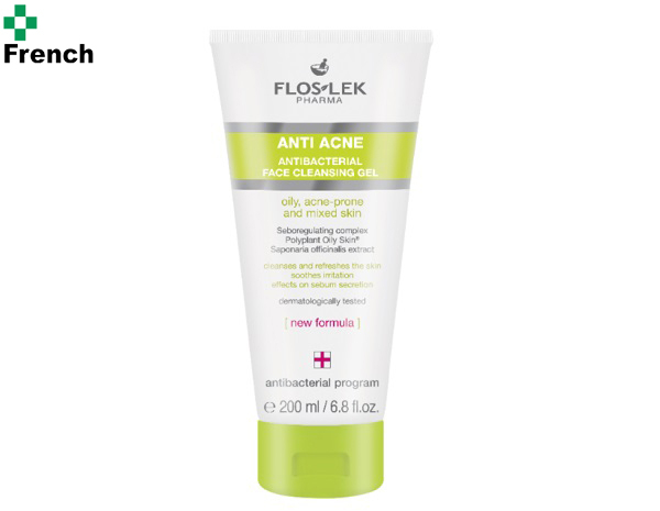 Floslek Antibacterial face cleansing gel 200ml (Sữa rửa mặt trị mụn), cleansing foam