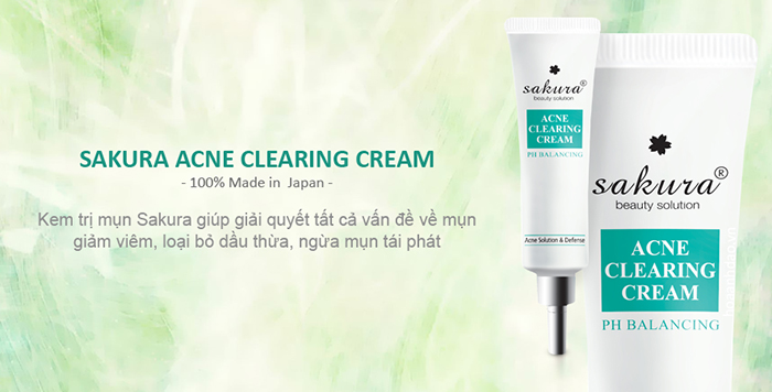 Kem hỗ trợ điều trị mụn Sakura Acne Clearing Cream okyanos