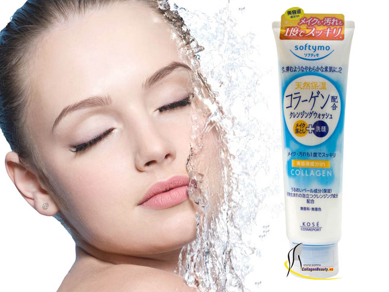 Sữa rửa mặt trắng da Kose Softymo Collagen