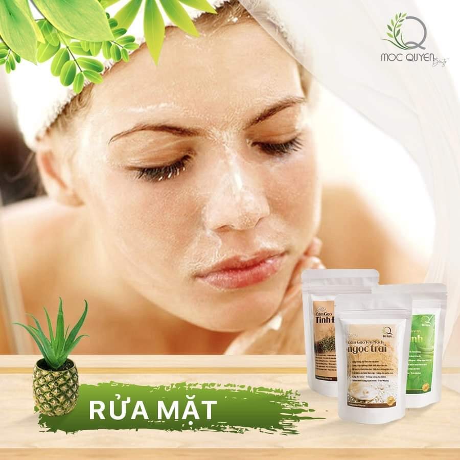 Rửa mặt bằng bột cám gạo trà xanh giúp sạch da và ngừa mụn hiệu quả