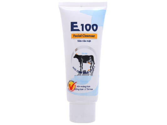 Bao bì khá chất lượng của sữa rửa mặt E100 con bò.